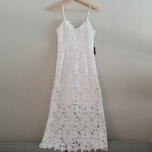 NWT Express Floral Lace Midi Dress, White XXS